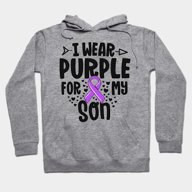 Epilepsy Ribbon I Wear Purple For My Son Gift Awareness Hoodie by 14thFloorApparel
